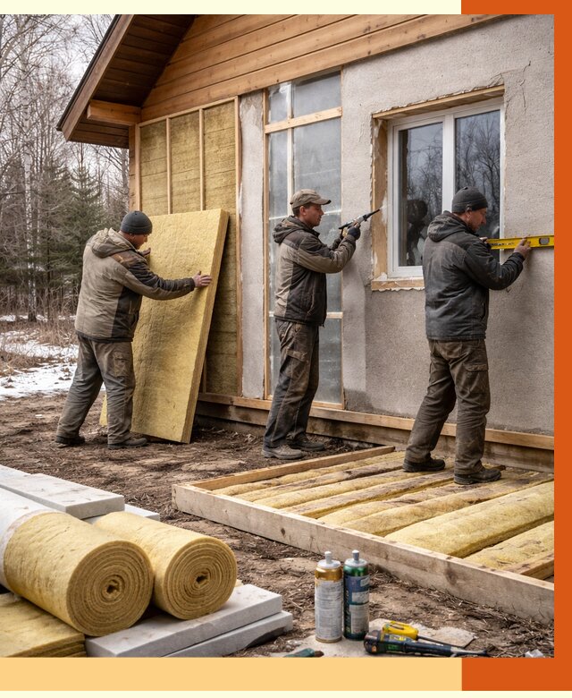 Утепление дачного дома в Кумертау от 4849 руб/м2 — недорого | ТепломастерКра