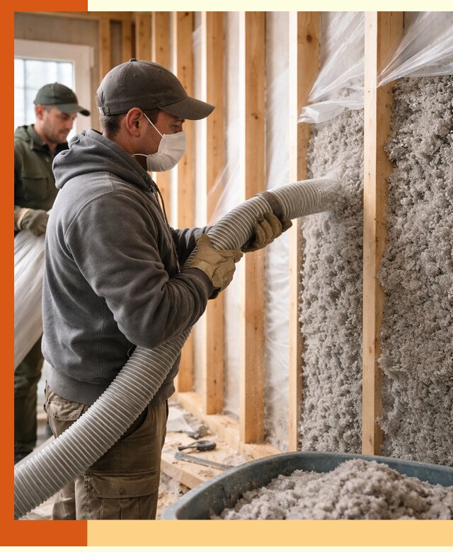 Утепление каркасного дома эковатой в Кумертау — качественно и надолго