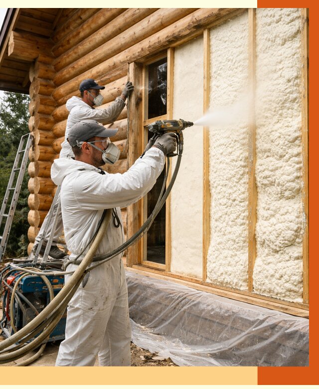 Утепление деревянного дома ППУ в Кумертау от 4288 руб/м2 | ТепломастерКра — под ключ