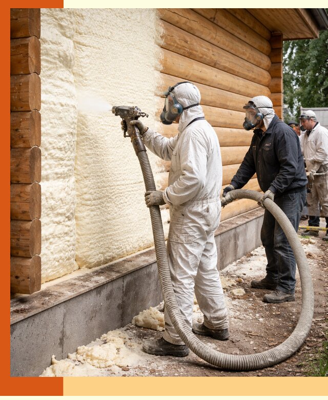 Утепление дома из бруса пенополиуретаном в Кумертау