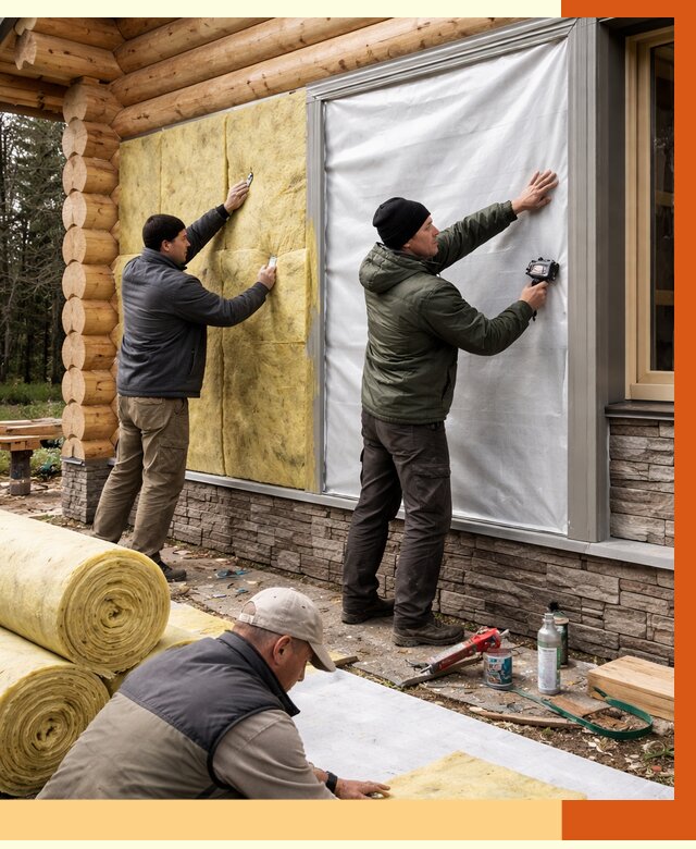 Утепление бревенчатого дома в Кумертау от 7810 руб/м2 — заказать под ключ | ТепломастерКра