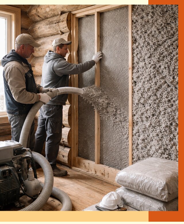 Утепление бревенчатого дома эковатой в Кумертау от 2807 руб. | ТепломастерКра