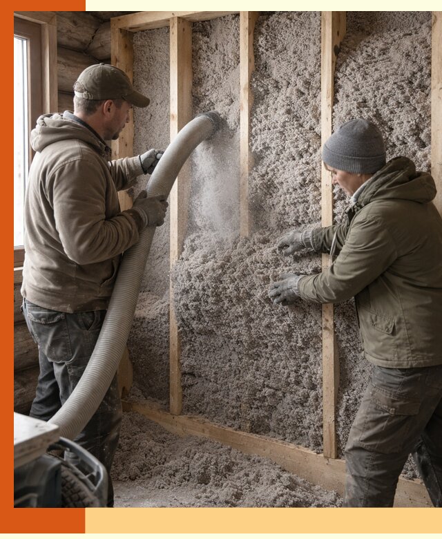 Утепление бревенчатого дома эковатой в Кумертау