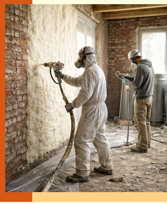 Утепление кирпичного дома пенополиуретаном в Кумертау