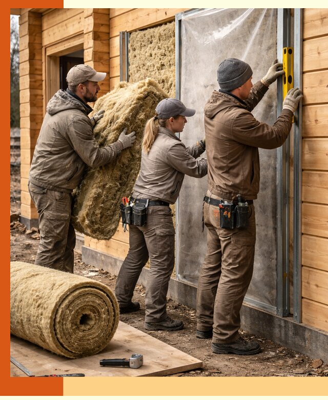 Утепление дома из двойного бруса в Кумертау качественно и надёжно