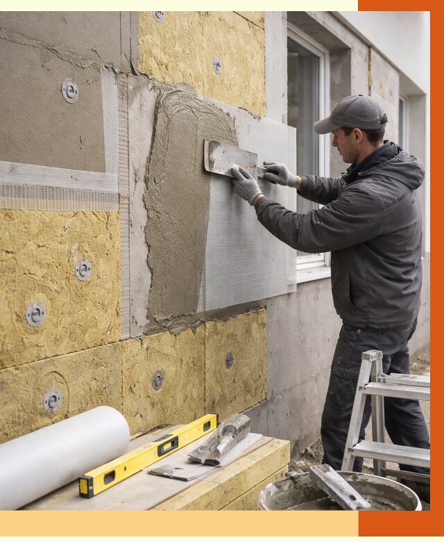 Утепление фасада под штукатурку в Кумертау от 4288 руб/м2 — монтаж пенопластом и минватой | ТепломастерКра