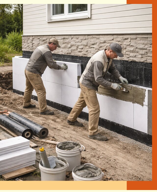 Утепление фундамента снаружи в Кумертау от 4288 руб. за м² | ТепломастерКра