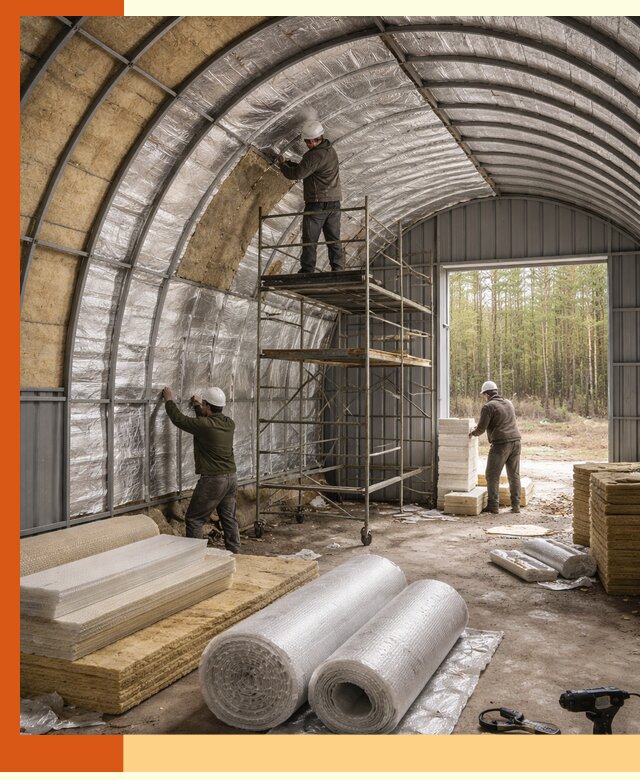 Утепление арочного ангара под ключ в Кумертау
