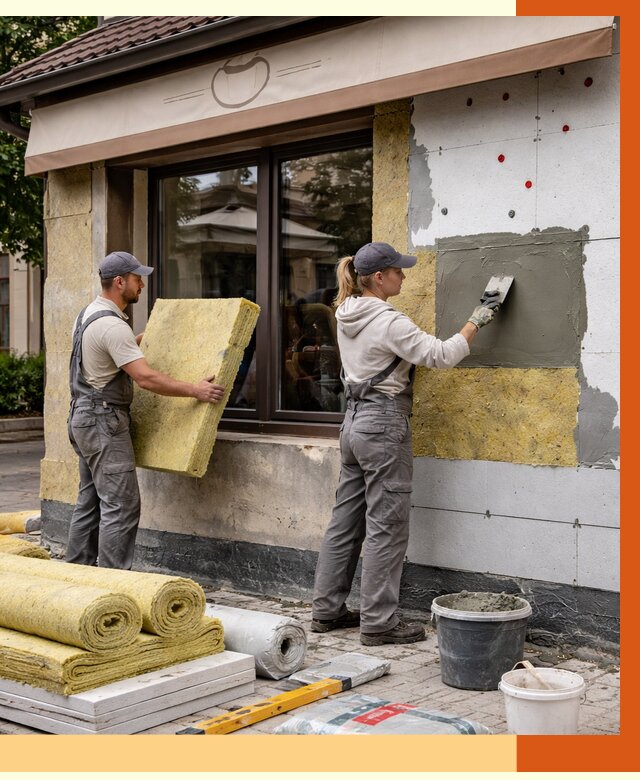 Утепление кафе в Кумертау от 4288 руб/м2 — комплексно под ключ | ТепломастерКра