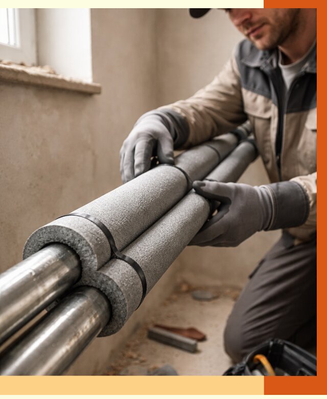 Утепление труб отопления в Кумертау от 2910 руб. за м² — услуги под ключ | ТепломастерКра