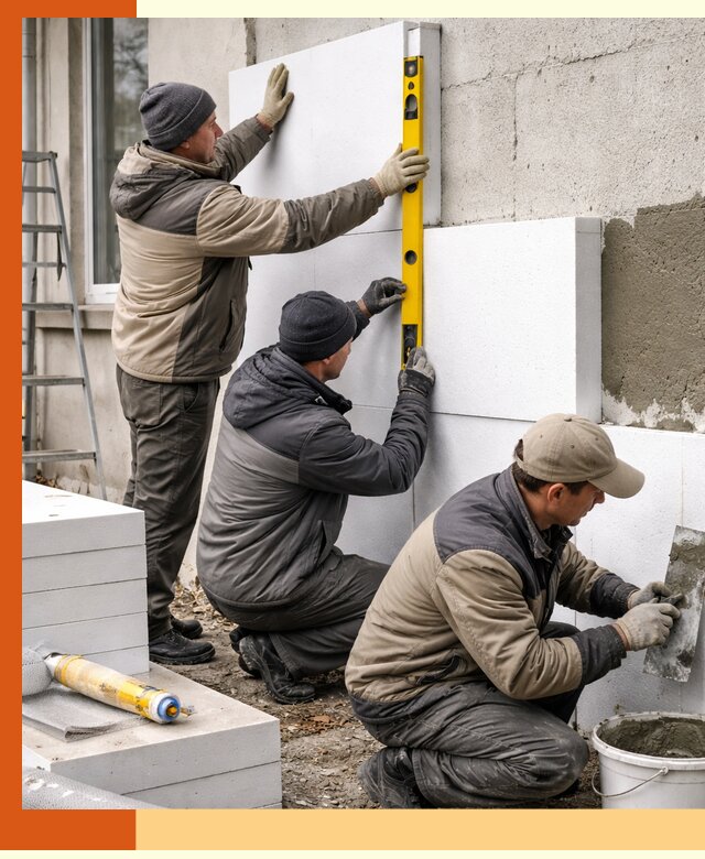 Утепление пенопластом наружных стен и фасадов в Кумертау