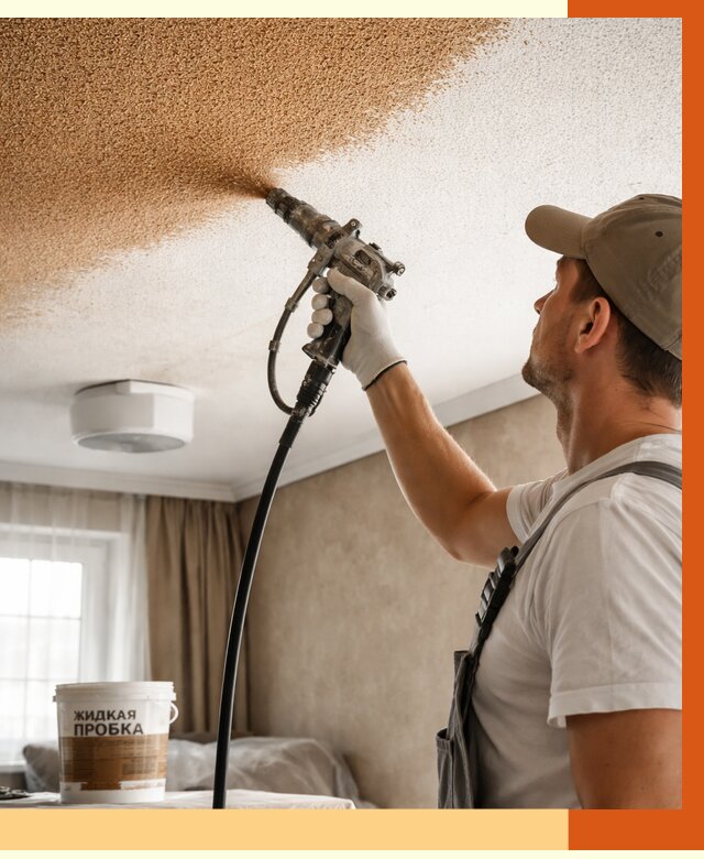 Утепление потолка жидкой пробкой в Кумертау от 3573 руб. | ТепломастерКра