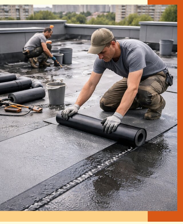 Гидроизоляция плоской кровли в Кумертау от 4594 руб./м2 — профессионально | ТепломастерКра