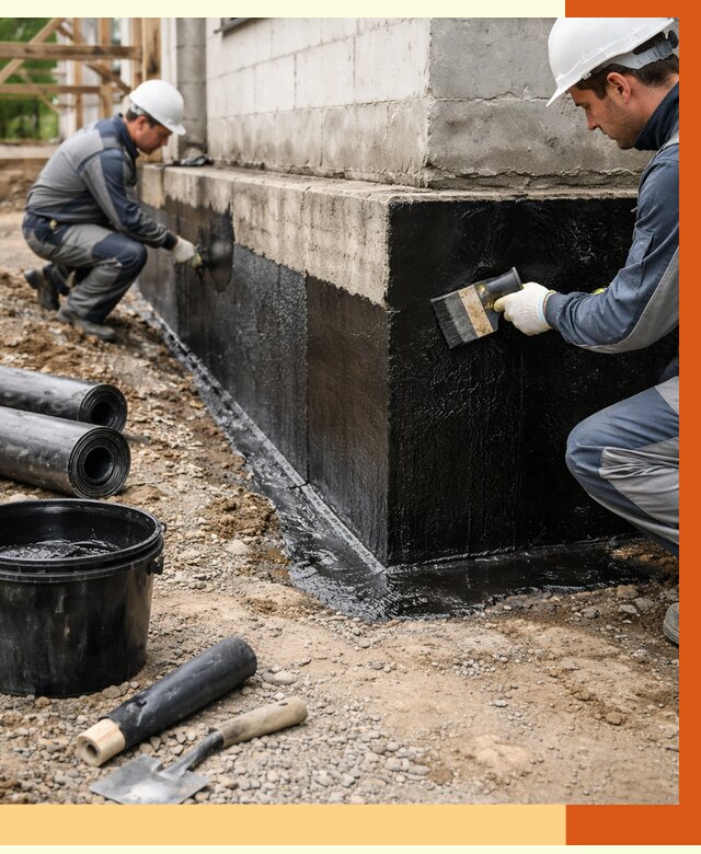 Гидроизоляция фундамента в Кумертау от 1276 руб. — профессионально, под ключ | ТепломастерКра