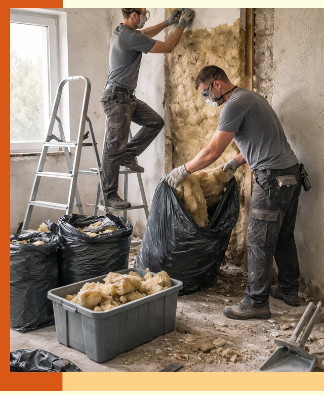 Демонтаж старого утеплителя и вывоз отходов в Кумертау